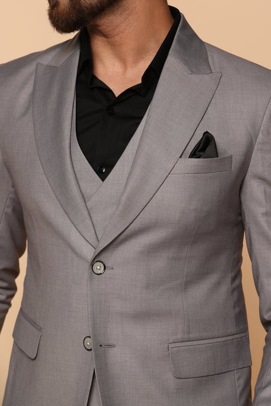 Silver Sage Italian Fit Men's Single Breasted Three Piece Suit
