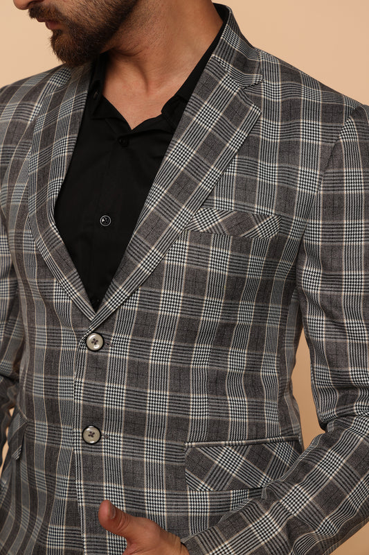 The Gray Club Premium Checks Blazer For Men