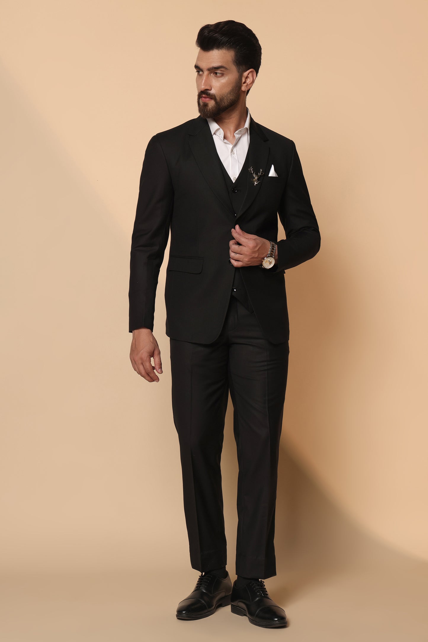 Black OFFKings Legacy Italian Fit Men's Single Breasted Three Piece Suit