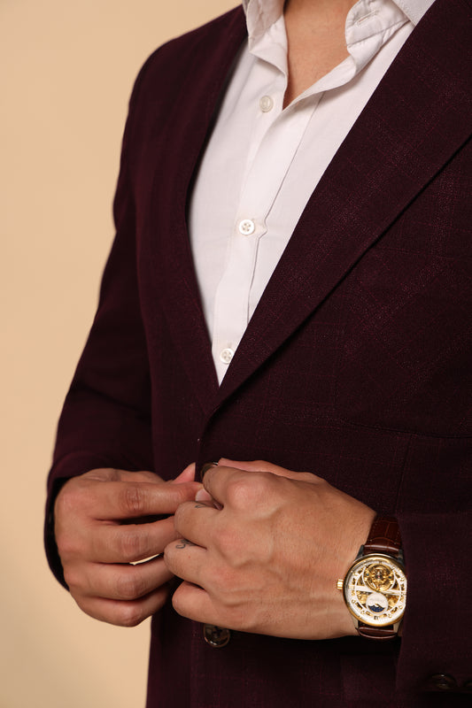 Cherry Charge Italian Fit Men's Single Breasted Suit