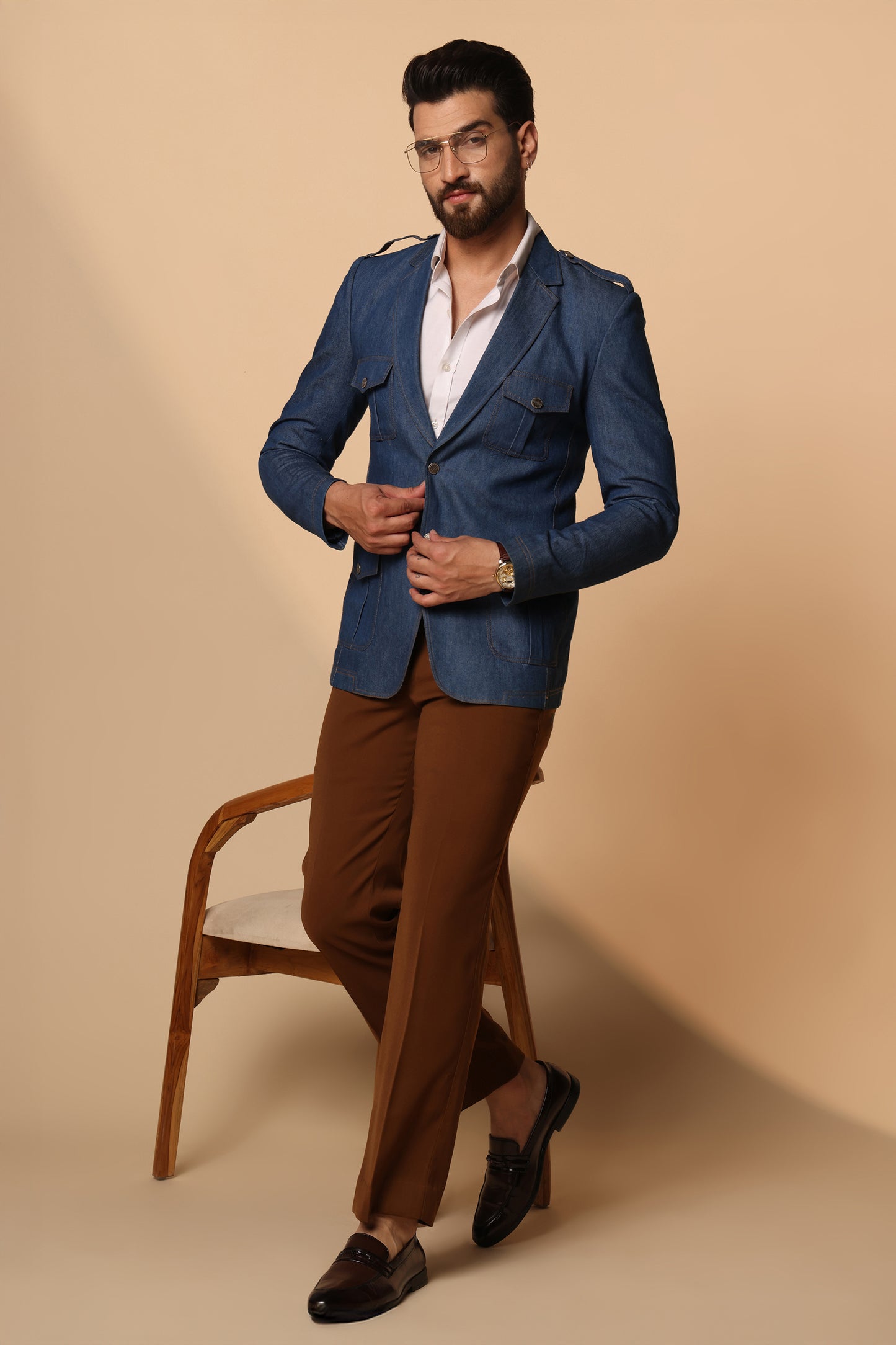 Offkings Rebel Denim Slim Fit Blazer For Me