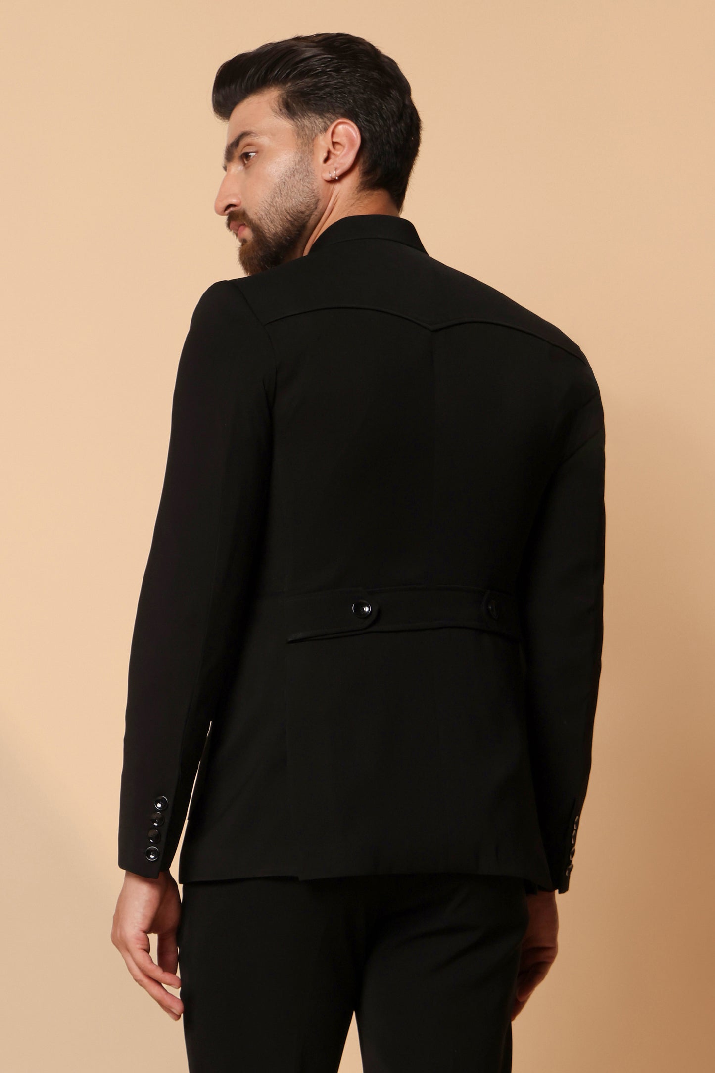Black Samrath Bandhgala Premium Men's Suit