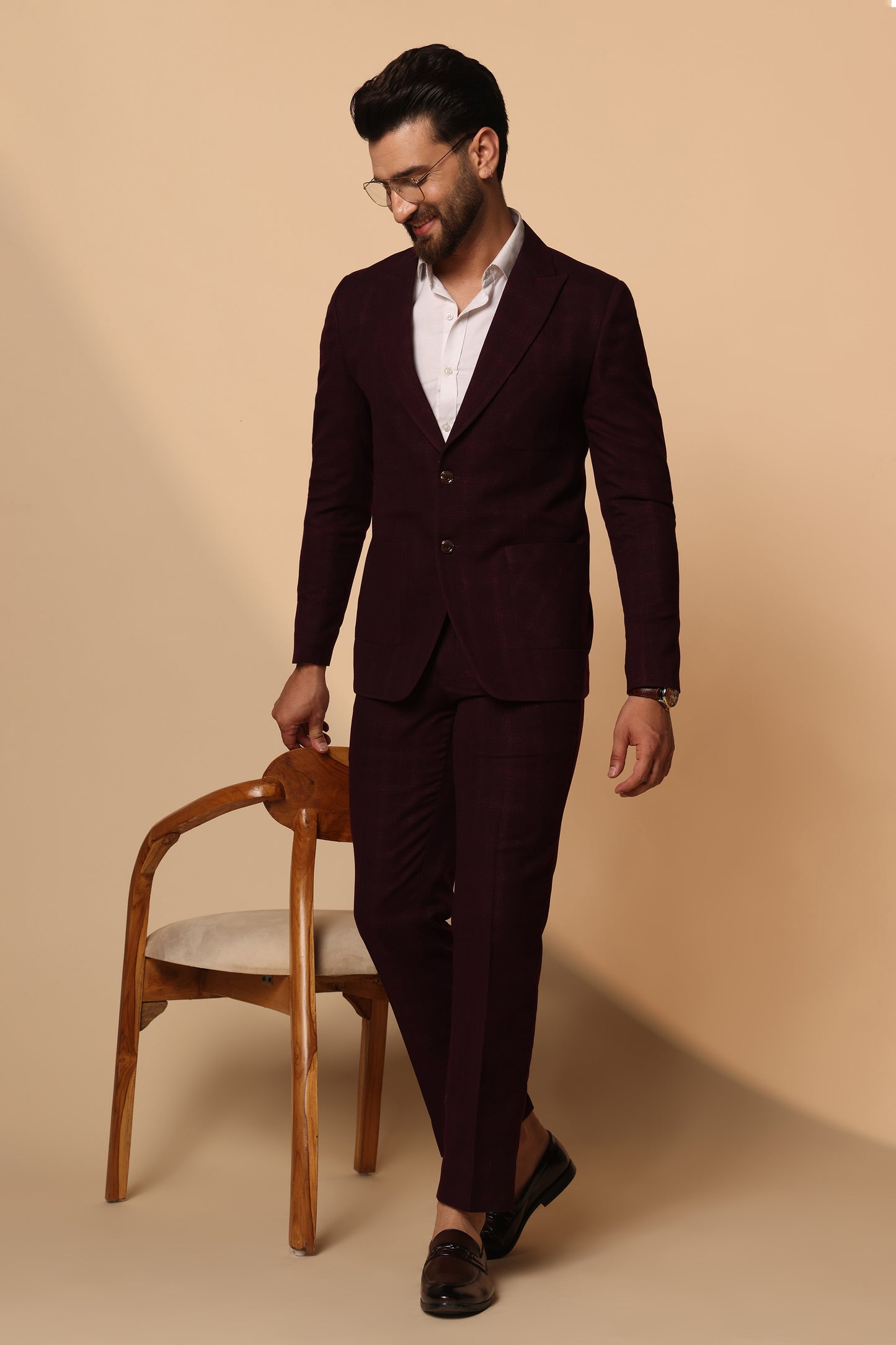 Cherry Charge Italian Fit Men's Single Breasted Suit
